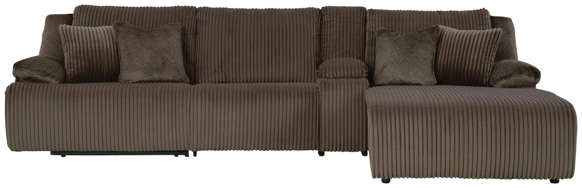 Top Tier 4-Piece Reclining Sectional with Chaise - Chocolate