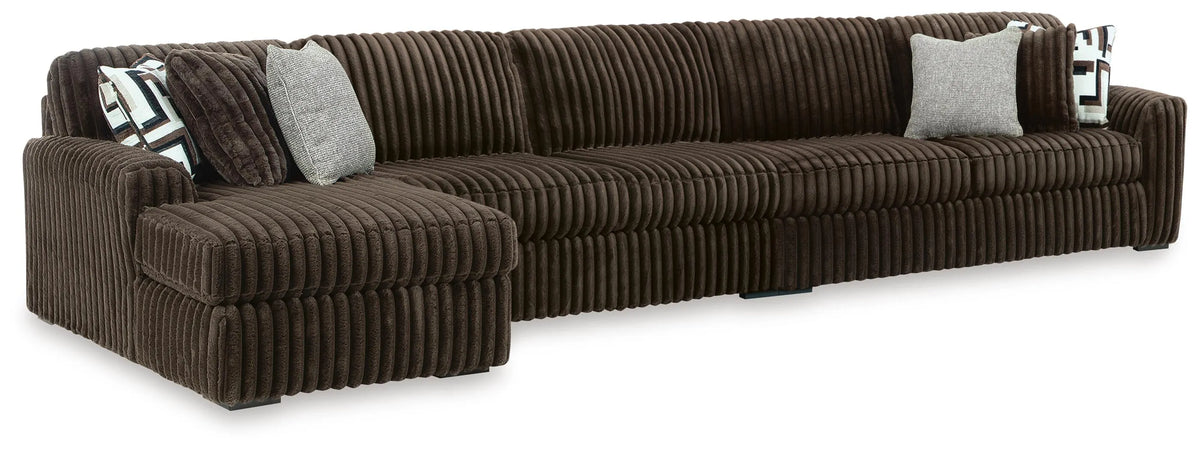 Midnight-Madness 3-Piece Sectional with Chaise - Chocolate