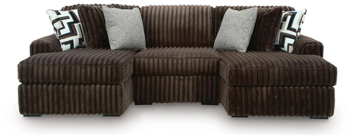 Midnight-Madness 3-Piece Double Chaise Sectional - Chocolate