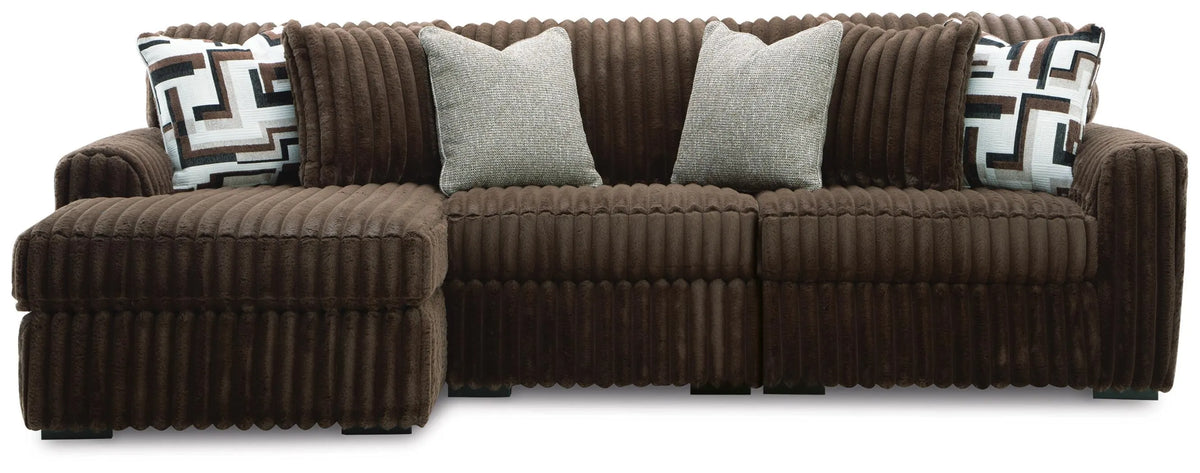 Midnight-Madness 3-Piece Sectional with Chaise - Chocolate