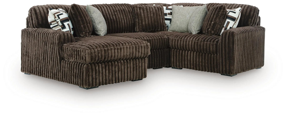 Midnight-Madness 4-Piece Sectional with Chaise - Chocolate