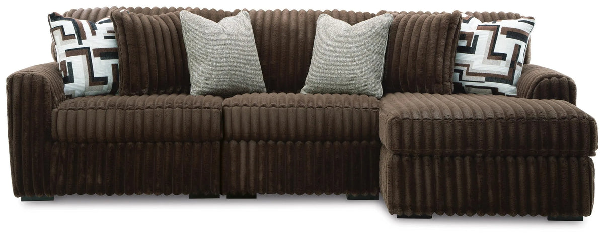 Midnight-Madness 3-Piece Sectional with Chaise - Chocolate