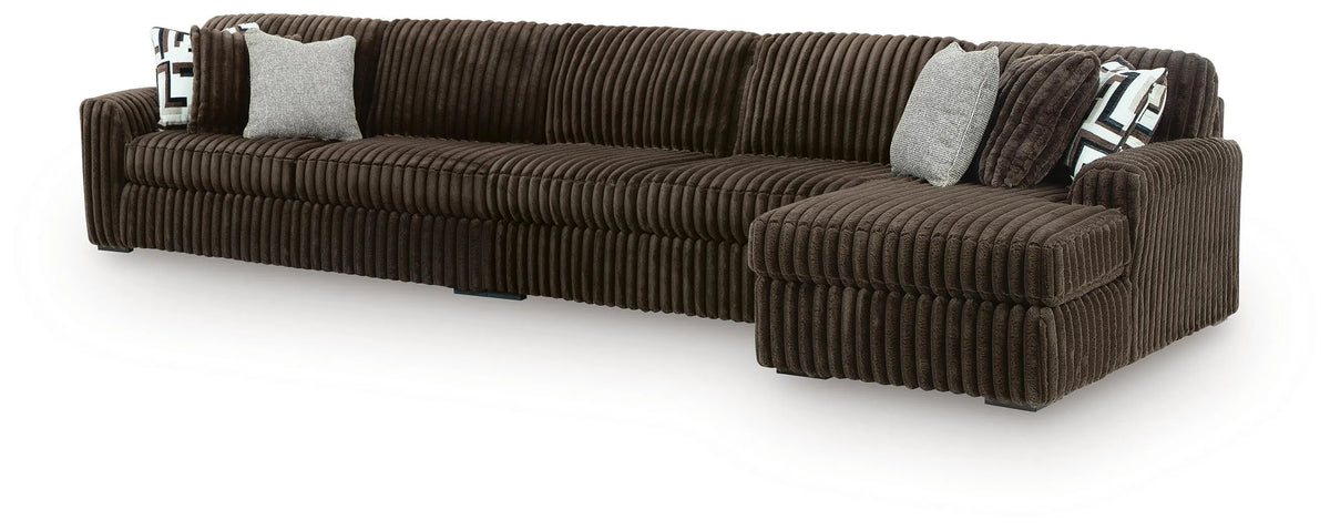 Midnight-Madness 3-Piece Sectional with Chaise - Chocolate