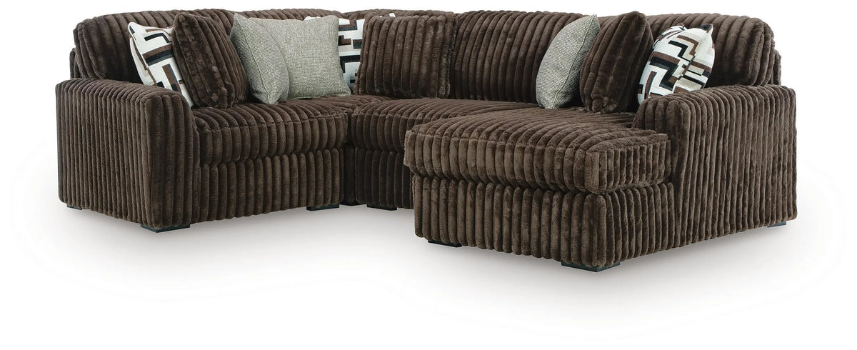 Midnight-Madness 4-Piece Sectional with Chaise - Chocolate