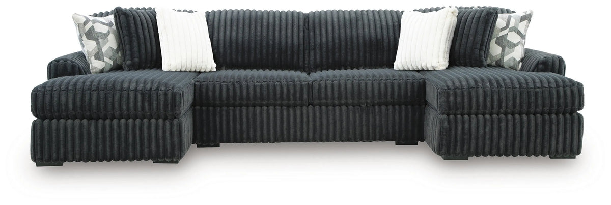 Midnight-Madness 3-Piece Double Chaise Sectional - Gunmetal