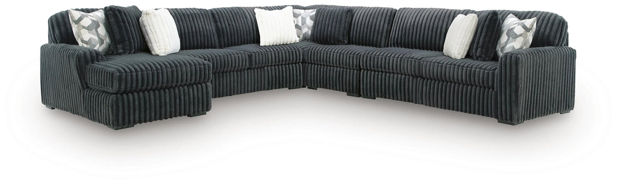 Midnight-Madness 5-Piece Sectional with Chaise - Gunmetal