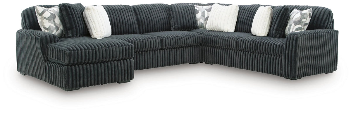 Midnight-Madness 4-Piece Sectional with Chaise - Gunmetal