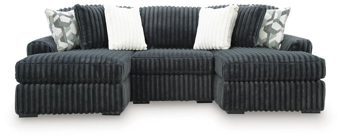 Midnight-Madness 3-Piece Double Chaise Sectional - Gunmetal