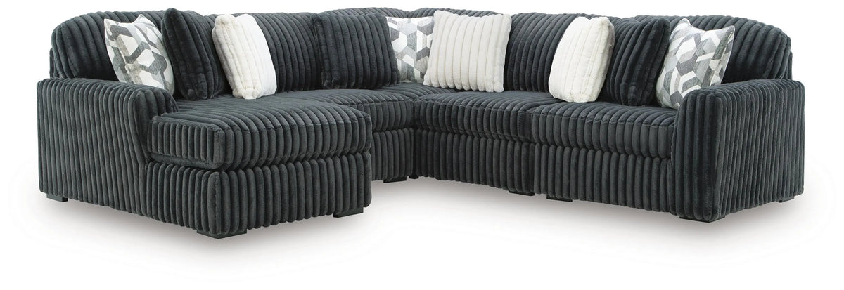 Midnight-Madness 5-Piece Sectional with Chaise - Gunmetal