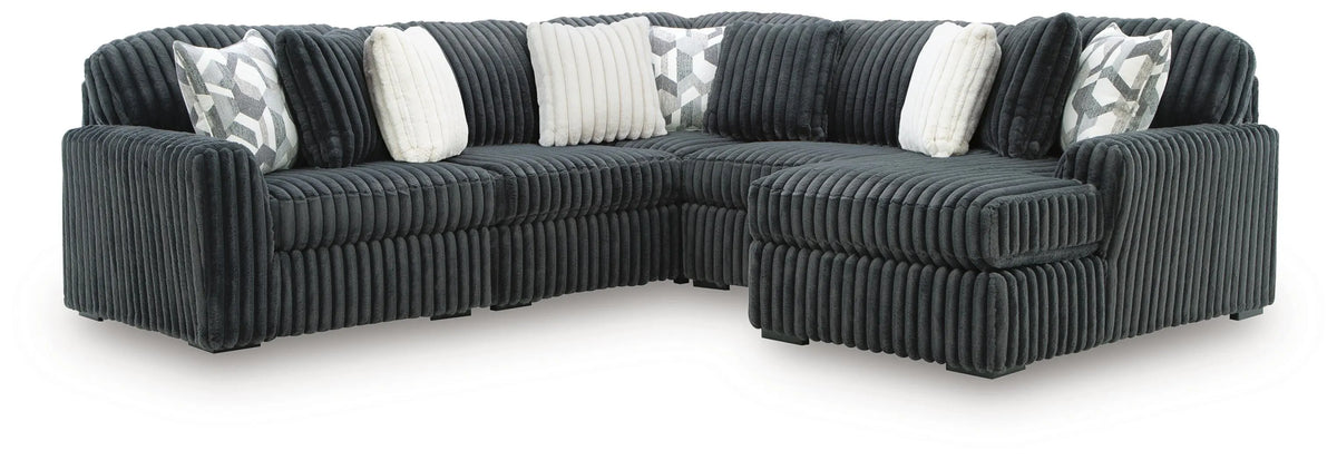 Midnight-Madness 5-Piece Sectional with Chaise - Gunmetal