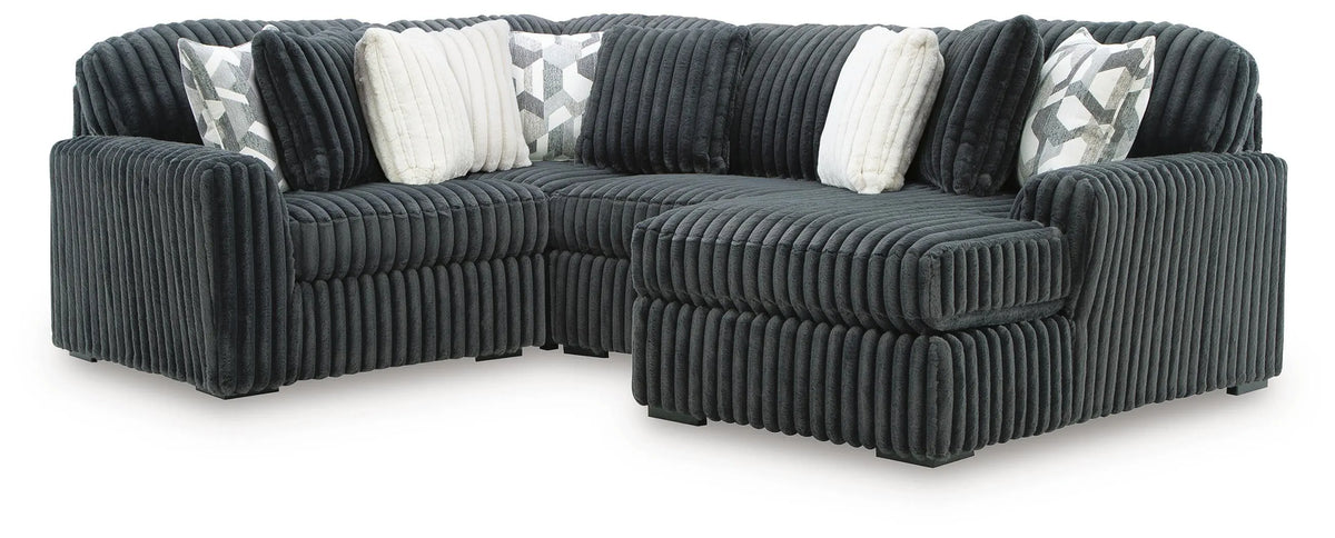 Midnight-Madness 4-Piece Sectional with Chaise - Gunmetal