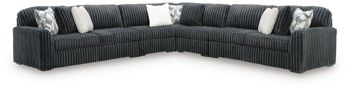 Midnight-Madness 5-Piece Sectional - Gunmetal