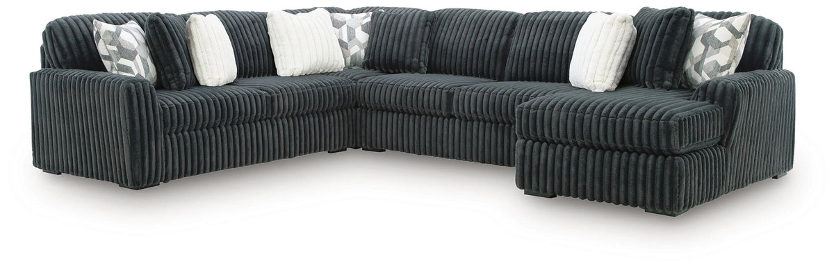 Midnight-Madness 4-Piece Sectional with Chaise - Gunmetal