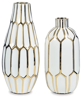 Mohsen Vase (Set of 2) - Gold Finish/White