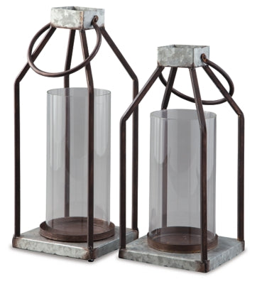 Diedrick Lantern (Set of 2) - Gray/Black