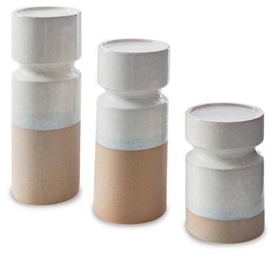 Hurston Candle Holder (Set of 3) - Ivory/Brown