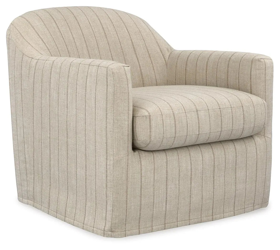 Silla giratoria decorativa Valwick - Crema/Marrón