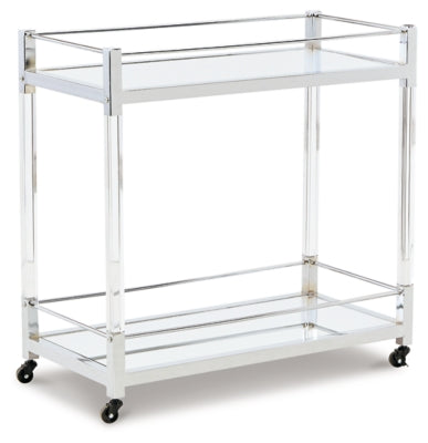 Chaseton Bar Cart - Clear/Silver Finish