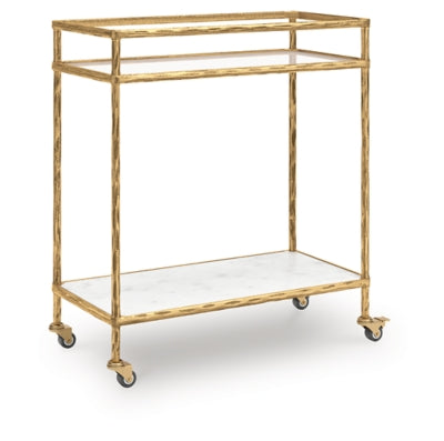 Plattfield Bar Cart - Antique Gold Finish