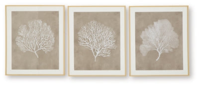 Hendridge Wall Art (Set of 3) - Taupe/White