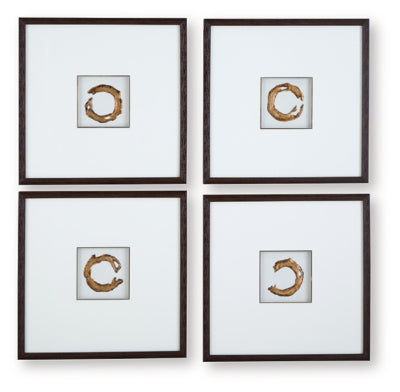 Dallbourne Wall Art (Set of 4) - White/Gold Finish