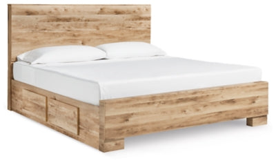 Cama Hyanna King con paneles y almacenamiento en dos lados - Marrón tostado