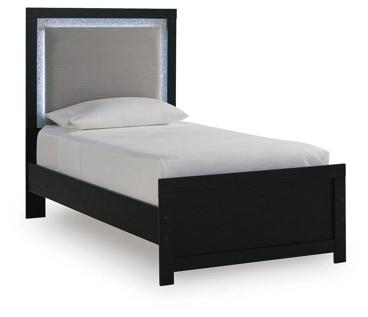 Raechalla Twin Upholstered Panel Bed - Black