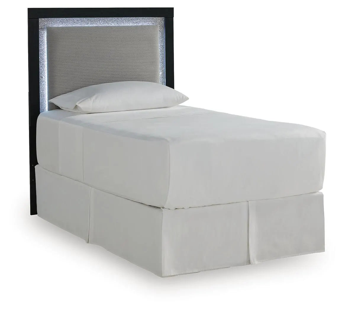 Raechalla Twin Upholstered Panel Headboard - Black/Gray