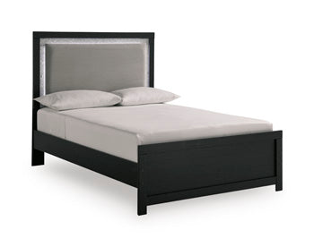 Raechalla Full Upholstered Panel Headboard - Black/Gray