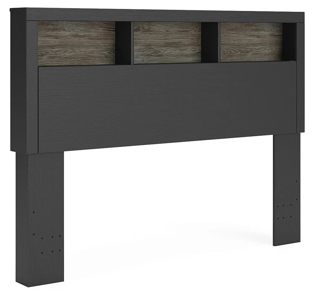 Cabecero de librería Jonnifer Queen - Negro/Gris