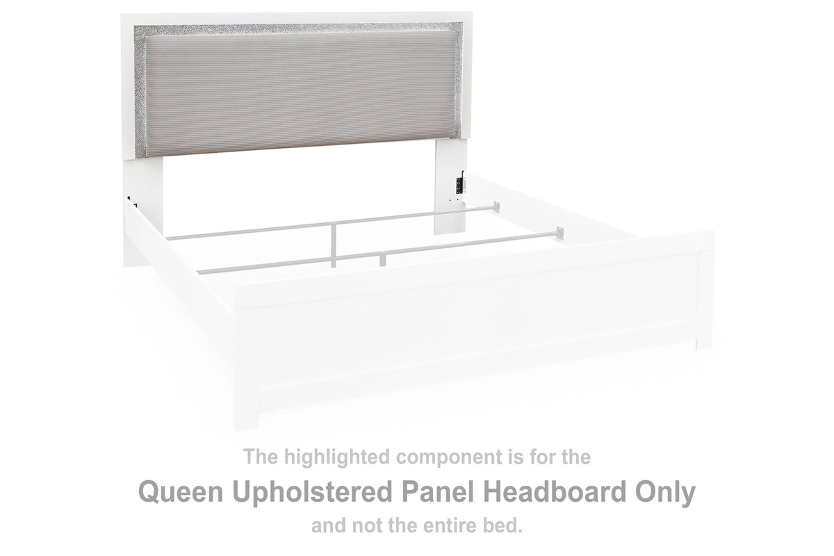 Raechalla Queen Upholstered Panel Headboard - White/Gray