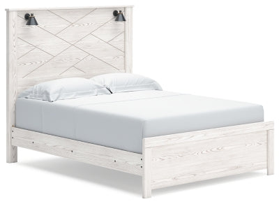 Cama con paneles Gerridan Queen - Blanco/Gris