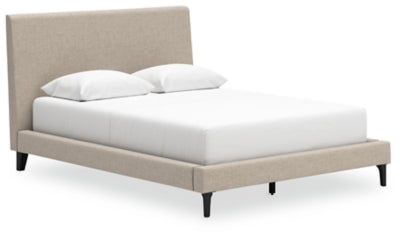 Cama tapizada Cielden Queen con listones enrollables - Gris suave