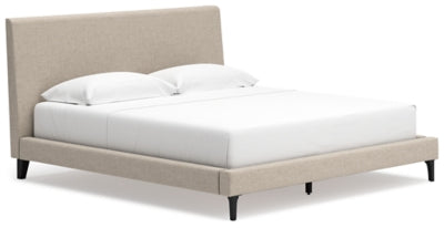 Cama tapizada Cielden King con listones enrollables - Gris suave