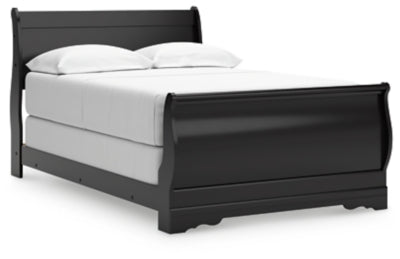 Huey Vineyard Full Sleigh Bed - Black