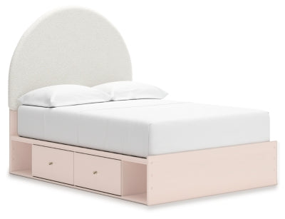 Cama Wistenpine con paneles tapizados y almacenamiento