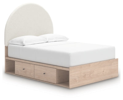 Cama tapizada Shapella con paneles y almacenamiento