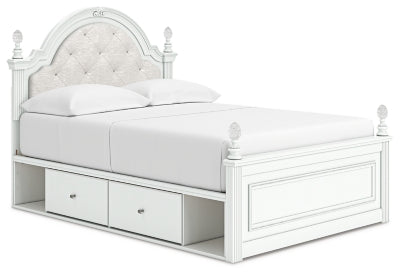Cama Maylilly con almacenamiento y paneles tapizados