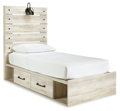 Cambeck Twin Panel Bed with 2 Storage Drawers - Whitewash