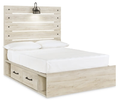 Cambeck Full Panel Bed with 2 Storage Drawers - Whitewash