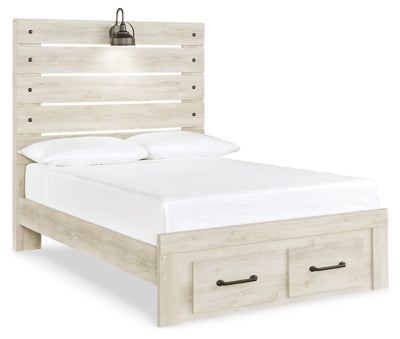 Cambeck Full Panel Bed with 2 Storage Drawers - Whitewash