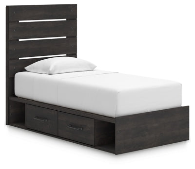 Cama individual con paneles y almacenamiento Delmorta