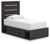 Cama individual con paneles y almacenamiento Delmorta