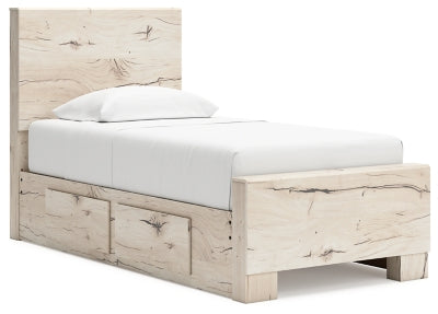 Cama individual con paneles y espacio de almacenamiento Lawroy