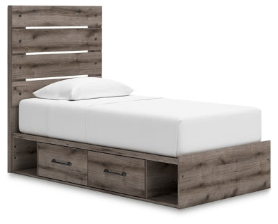 Urbanoore Twin Panel Bed with Storage - Brown Gray