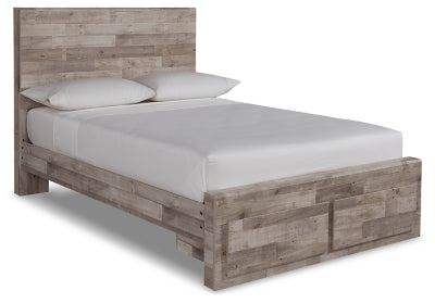 Effie Full Panel Bed with 2 Storage Drawers - Whitewash