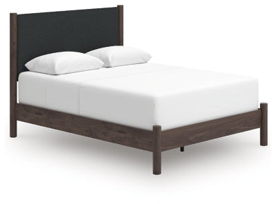 Cadmori Queen Upholstered Panel Bed - Brown