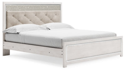 Cama King con paneles Altyra - Blanco