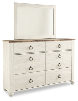 Willowton Dresser and Mirror - Whitewash