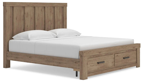 Cama Garistyn King con almacenamiento y paneles